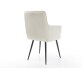 Chaise-de-salle-à-manger Heira-Flex avec accoudoirs bouclé blanc 4 pieds coniques noir ressorts ensachés 4